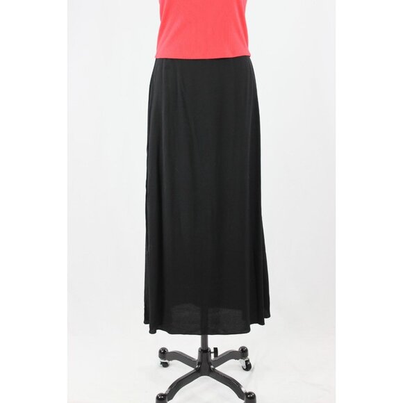 Aritzia WILFRED Classic Black Crepe High Waisted A-Line Midi Skirt, Size 6 - Picture 2 of 14